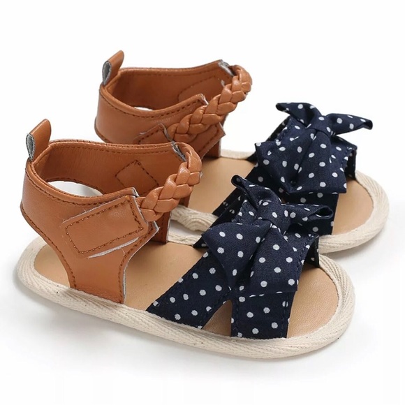 New Baby Girl Soft Sole Bowknot Sandals - Picture 2 of 7